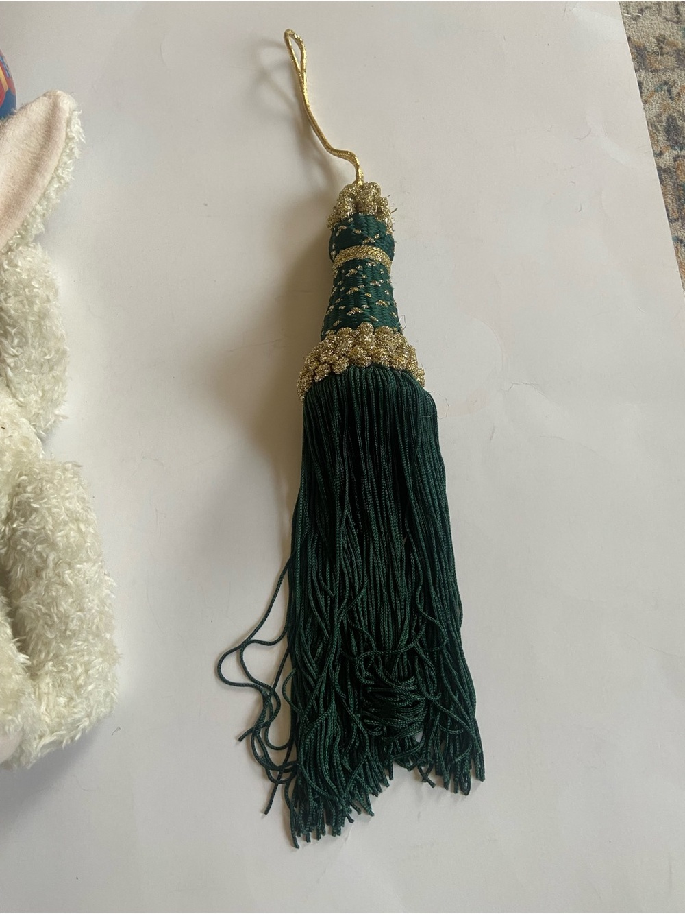 Emerald Green Tassel Ornament with Gold Accents